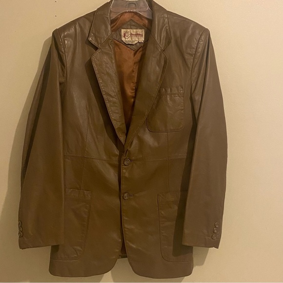 Vintage Chess King 100% Genuine Leather Blazer Jacket Mens Size 40 Brown